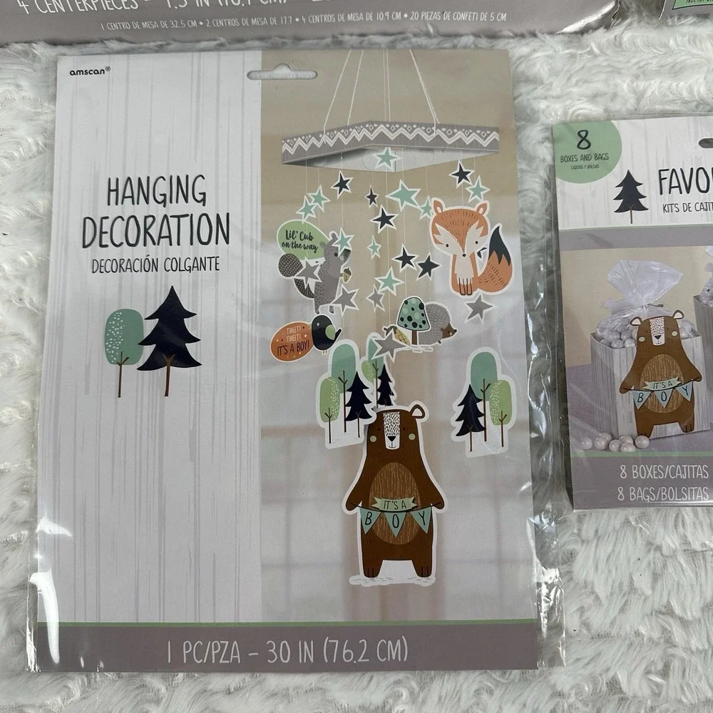 Woodland Baby Shower Boy Girl Bear*Fox*Porcupine*squirrel 29 Piece Decorations